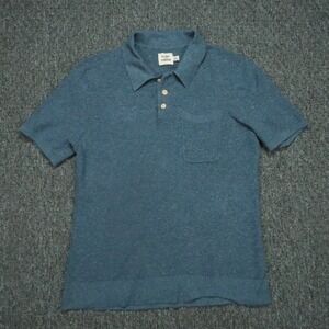 Flint Tinder Shirt Men Extra Small Blue Cotton Linen Sweater Polo Short Sleeve